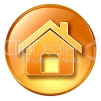 home icon yellow, isolated on white background