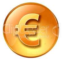 Euro icon yellow, isolated on white background