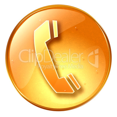 phone icon yellow, isolated on white background