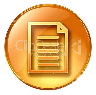 Document icon yellow, isolated on white background