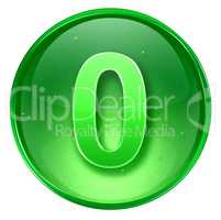 number zero icon green, isolated on white background.