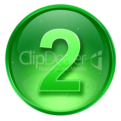number two icon green, isolated on white background.
