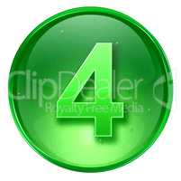 number Four icon green, isolated on white background.