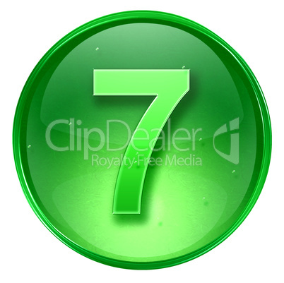 number seven icon green, isolated on white background.