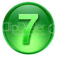 number seven icon green, isolated on white background.