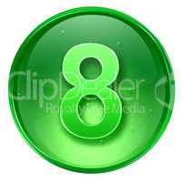 number eight icon green, isolated on white background.