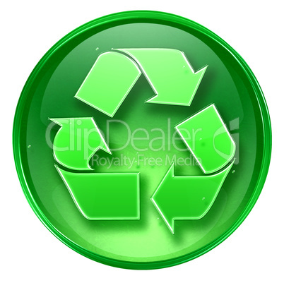 Recycling symbol icon green, isolated on white background.