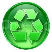 Recycling symbol icon green, isolated on white background.