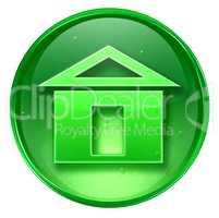 home icon green, isolated on white background.