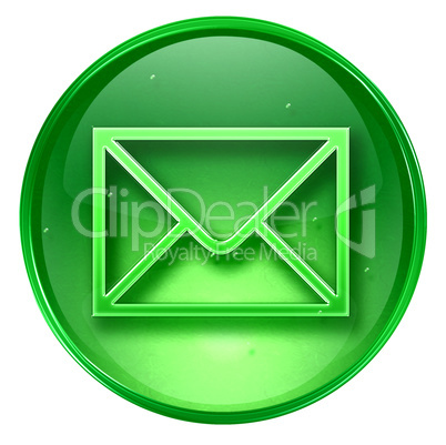 postal envelope icon green, isolated on white background.