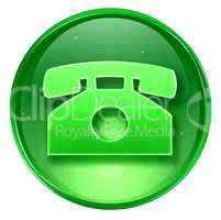 phone icon green, isolated on white background.