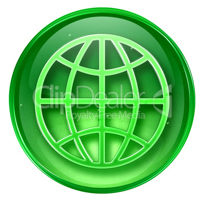 globe icon green, isolated on white background.