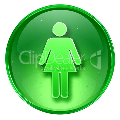 woman icon green, isolated on white background.