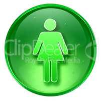 woman icon green, isolated on white background.