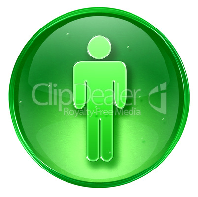 men icon green, isolated on white background.