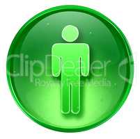 men icon green, isolated on white background.