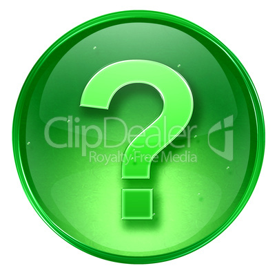 question symbol icon green, isolated on white background.