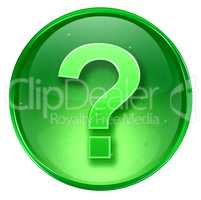 question symbol icon green, isolated on white background.