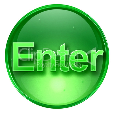 Enter icon green, isolated on white background.