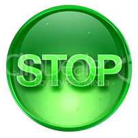 stop icon green, isolated on white background.