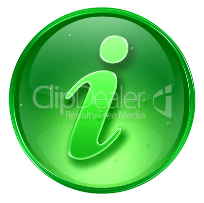 Information icon green, isolated on white background.
