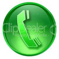 Phone icon green, isolated on white background.