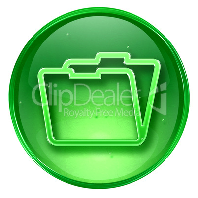 Folder icon green, isolated on white background