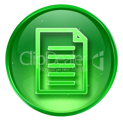 Document icon green, isolated on white background