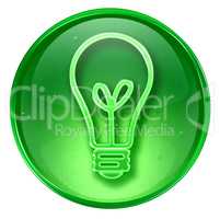 Light Bulb Icon green, isolated on white background
