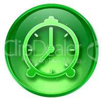 clock icon green, isolated on white background