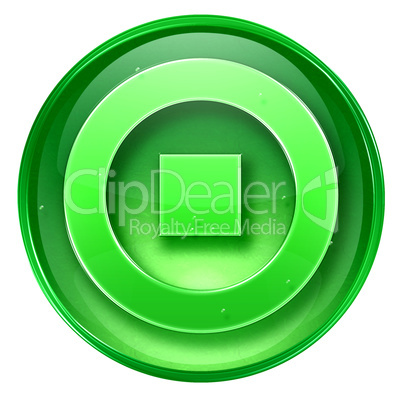 Stop icon green, isolated on white background.