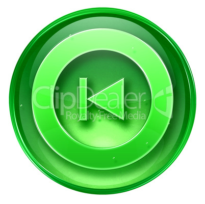 Rewind Back icon green, isolated on white background.