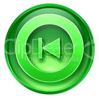 Rewind Back icon green, isolated on white background.
