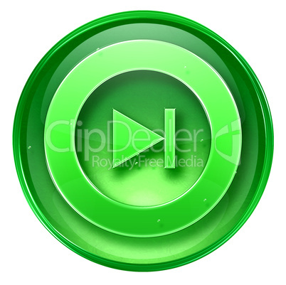 Rewind Forward icon green, isolated on white background.