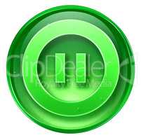 Pause icon green, isolated on white background.