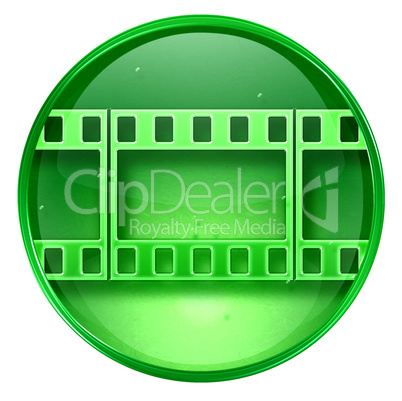 Film icon green, isolated on white background.