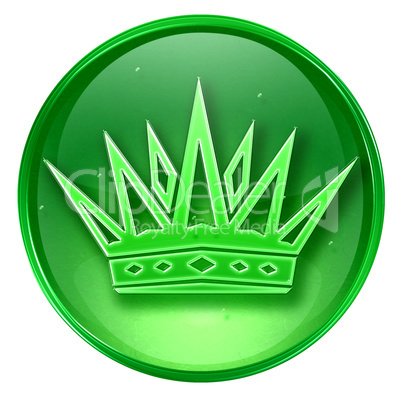 crown icon green, isolated on white background.