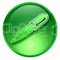 pen icon green, isolated on white background.