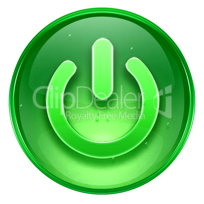 power button green, isolated on white background.