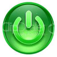 power button green, isolated on white background.