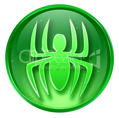 Virus icon green, isolated on white background.