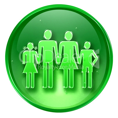 family icon green, isolated on white background.