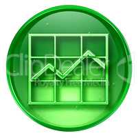 graph icon green, isolated on white background.