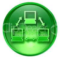 Network icon green, isolated on white background.