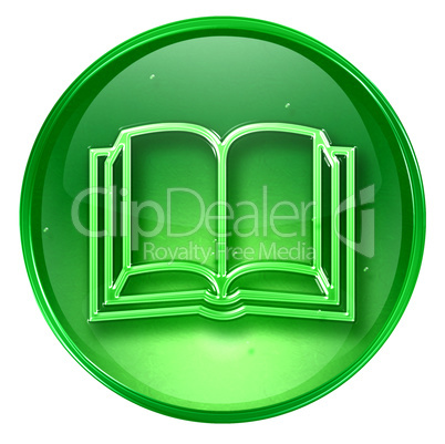book icon green, isolated on white background.
