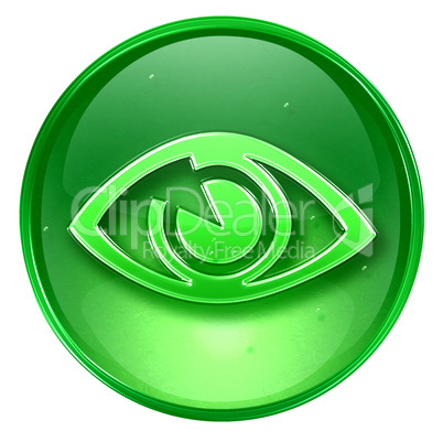 eye icon green, isolated on white background.