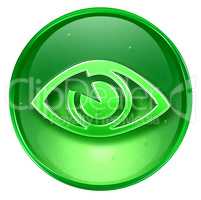 eye icon green, isolated on white background.