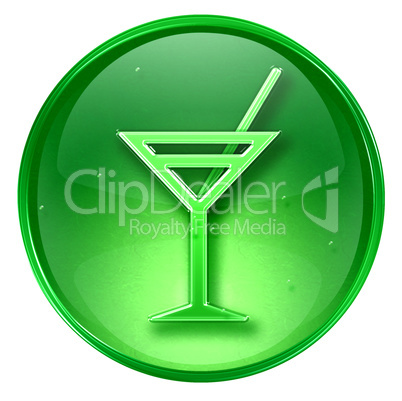 wineglass icon green, isolated on white background.