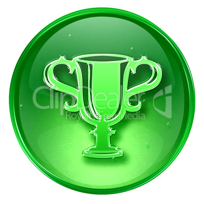 Cup icon green, isolated on white background.