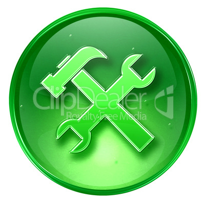 Tools icon green, isolated on white background.